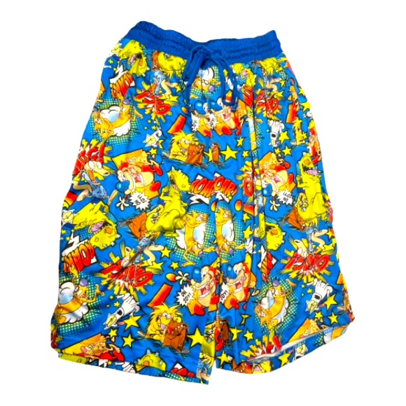 Nickelodeon Boys Large Sleep Shorts Ren and Stimpy Gym Long Cartoon Novelty - Picture 1 of 3